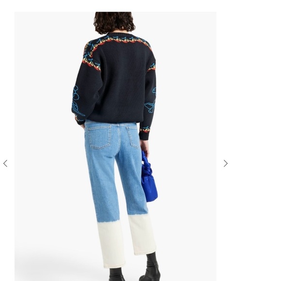 STELLA MCCARTNEY Jeans Two-Tone High-Rise Straight-Leg Jeans Blue/White Size 28 - Picture 2 of 10